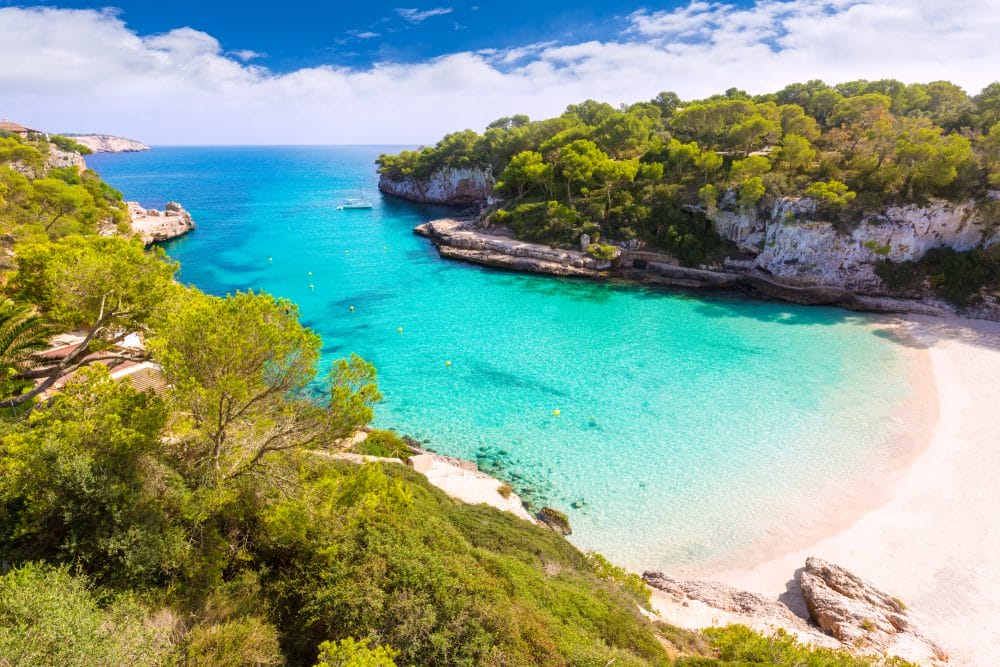 Majorca Cala Llombards Santanyi beach in Mallorca Balearic Island of Spain